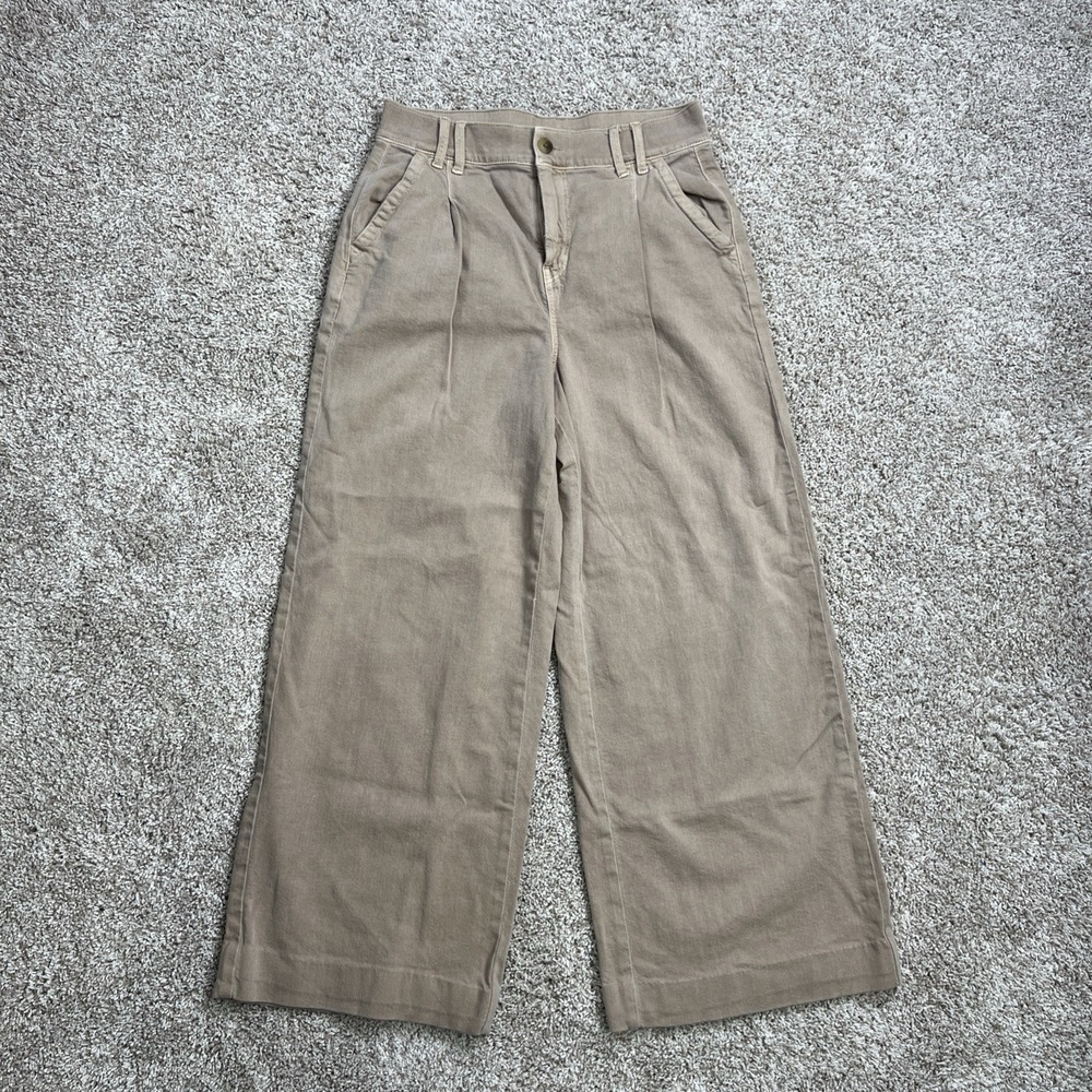 American Eagle Outfitters Wide Leg Trouser - 4 Short - Khaki Beige Pants